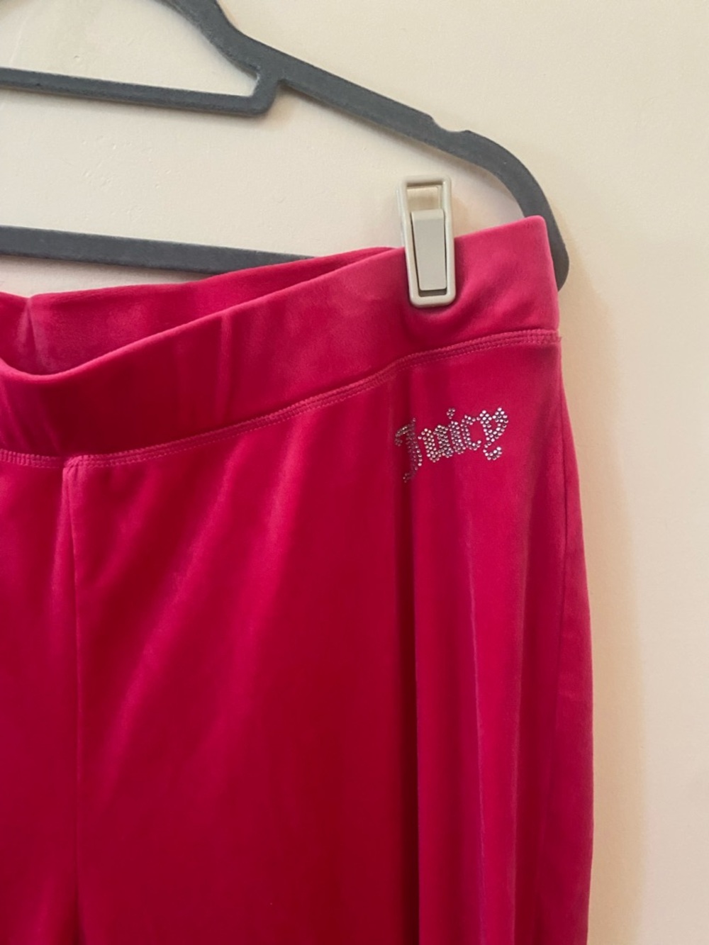 Juicy Couture Hot Pink Velour Track Pants Rhinestone Bling Flare Size XL Y2K - Picture 3 of 5